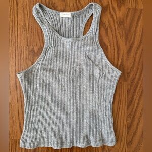 🩶 Better Be Gray Ribbed Racerback Cropped Tank Top - Large